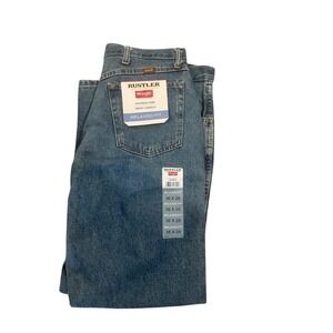 Men Wrangler Rustler heavyweight med wash denim relaxed fit 36 X 29 straight NEW